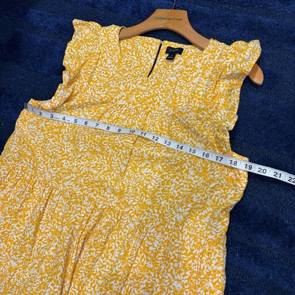 J. Crew Factory Linen Blend Printed Tiered Dress  Yellow Floral size 10 - Picture 9 of 12